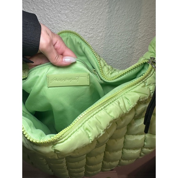 FP Movement Quilted Carryall Bag Lime Green Puffy Hobo Shoulder Bag Free People - Picture 7 of 8